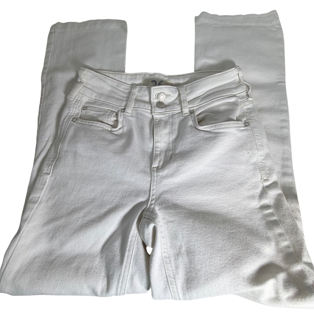 Free‎ People Shayla Pebble White High Rise Bootcut Jeans Double Button Size 26 - Picture 6 of 11